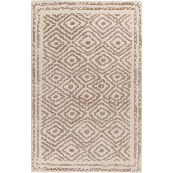 Hauteloom Amesbury Wool Living Room, Bedroom Area Rug - Contemporary - Dark Red, Peach - 5' x 8'