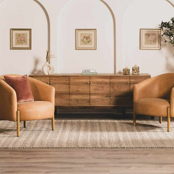 Hauteloom Hanston Living Room, Bedroom Area Rug - Contemporary - Peach, Cream, Navy - 8' x 10'