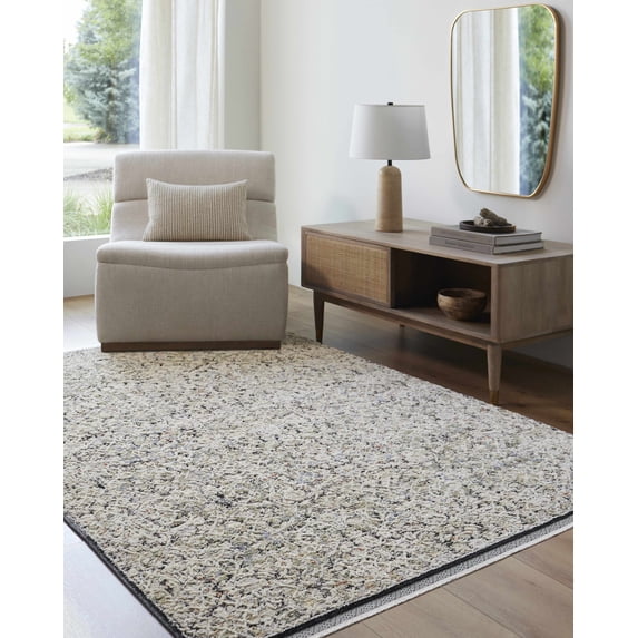 Hauteloom Haran Living Room, Bedroom Area Rug - Traditional - Cloud Gray - 9'4" x 13'1"