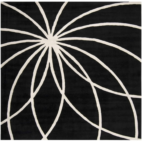 Hauteloom Harlem Wool Living Room, Bedroom Area Rug - Modern - Black, Beige - 4'