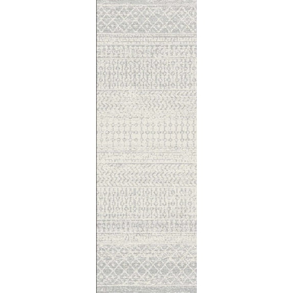 Hauteloom Harput Hallway, Kitchen Runner Rug - Bohemian/Global - Gray, White - 2'7" x 20'