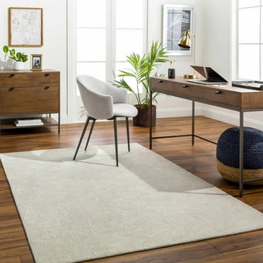 Hauteloom Hawa Wool Living Room, Bedroom Area Rug - Beige, Gray - 2' x 3'