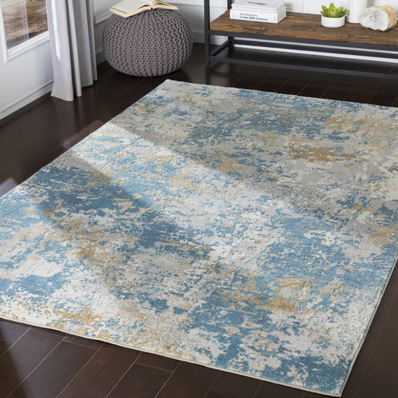Hauteloom Hawes Living Room, Bedroom Area Rug - Contemporary - LightBlue, Mustard, LightGray - 18" x 18" Sample