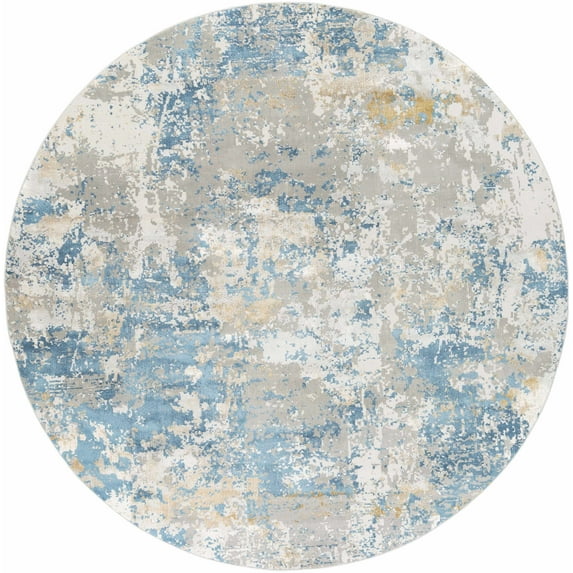 Hauteloom Hawes Living Room, Bedroom Area Rug - Modern - Gray, Brown, Blue - 5'3"-Round