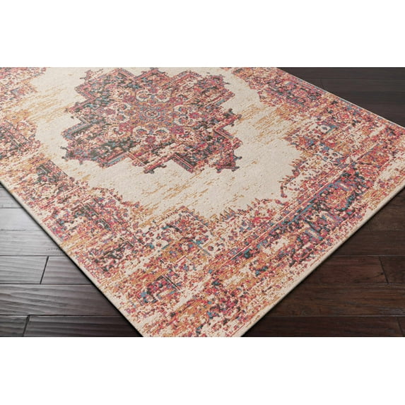 Hauteloom Heaton Living Room, Bedroom Area Rug - Traditional - Red, Light Gray, Blue - 2' x 3'