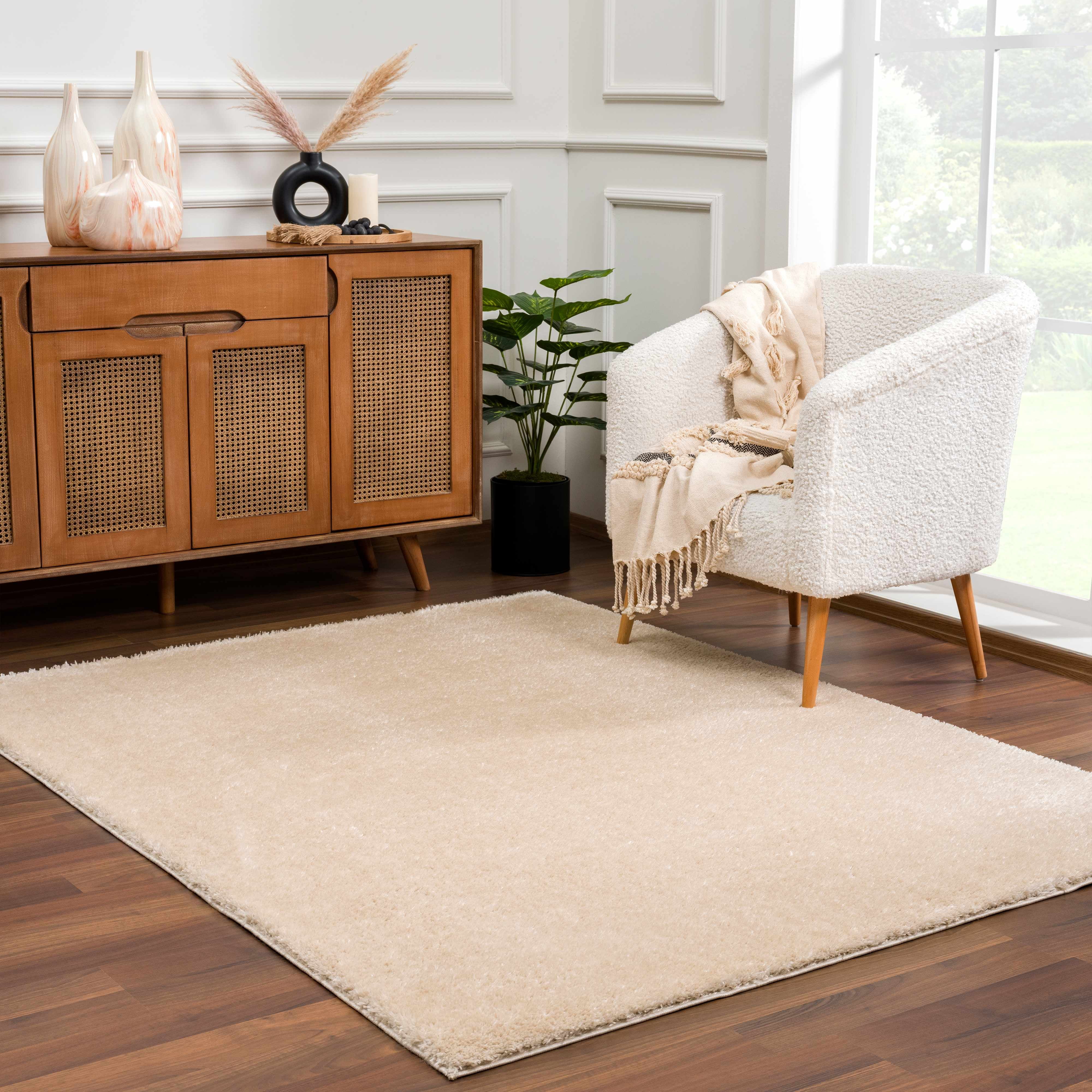 Hauteloom Heavenly Solid Shag Area Rug for Living Room Bedroom - High Pile Fluffy Carpet - Soft Shaggy Cozy Plush Rug - Light Brown, Dark Beige - 9'3" x 12'