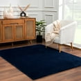 thumbnail image 1 of Hauteloom Heavenly Solid Shag Area Rug for Living Room Bedroom - High Pile Fluffy Carpet - Soft Shaggy Cozy Plush Rug - Navy Blue, Dark Blue - 5'3" x 7', 1 of 12