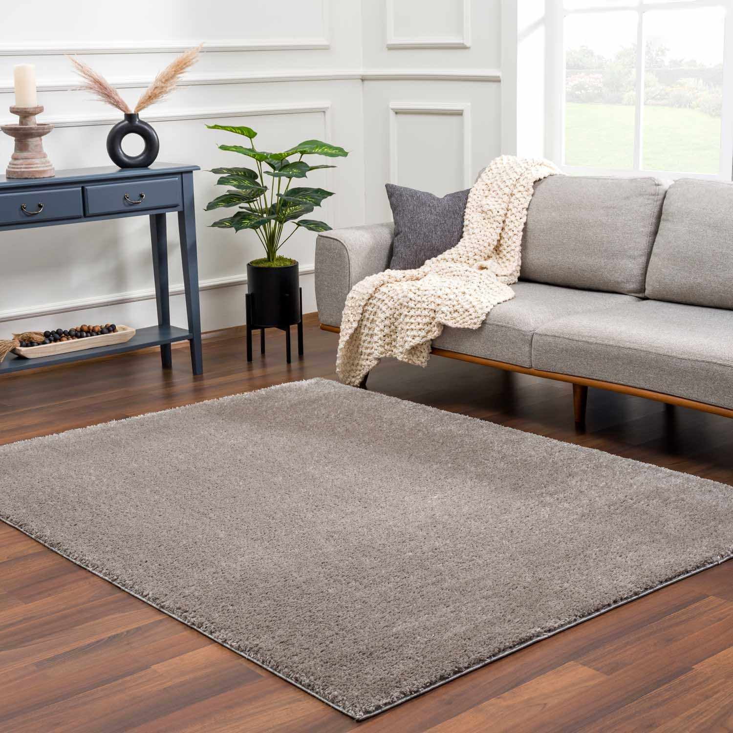Hauteloom Heavenly Solid Shag Area Rug for Living Room Bedroom - High Pile Fluffy Carpet - Soft Shaggy Cozy Plush Rug - Grey, Dark Gray - 2' x 3'