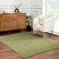 thumbnail image 1 of Hauteloom Heavenly Solid Shag Shaggy High Pile Area Rug 2' x 3' - Green/Beige, 1 of 12