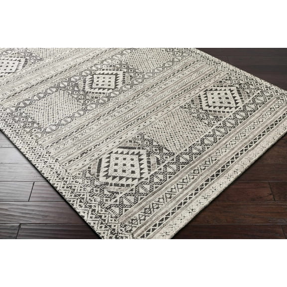 Hauteloom Hemyock Wool Living Room, Bedroom Area Rug - Traditional - Black, Charcoal, Off White - 2' x 3'