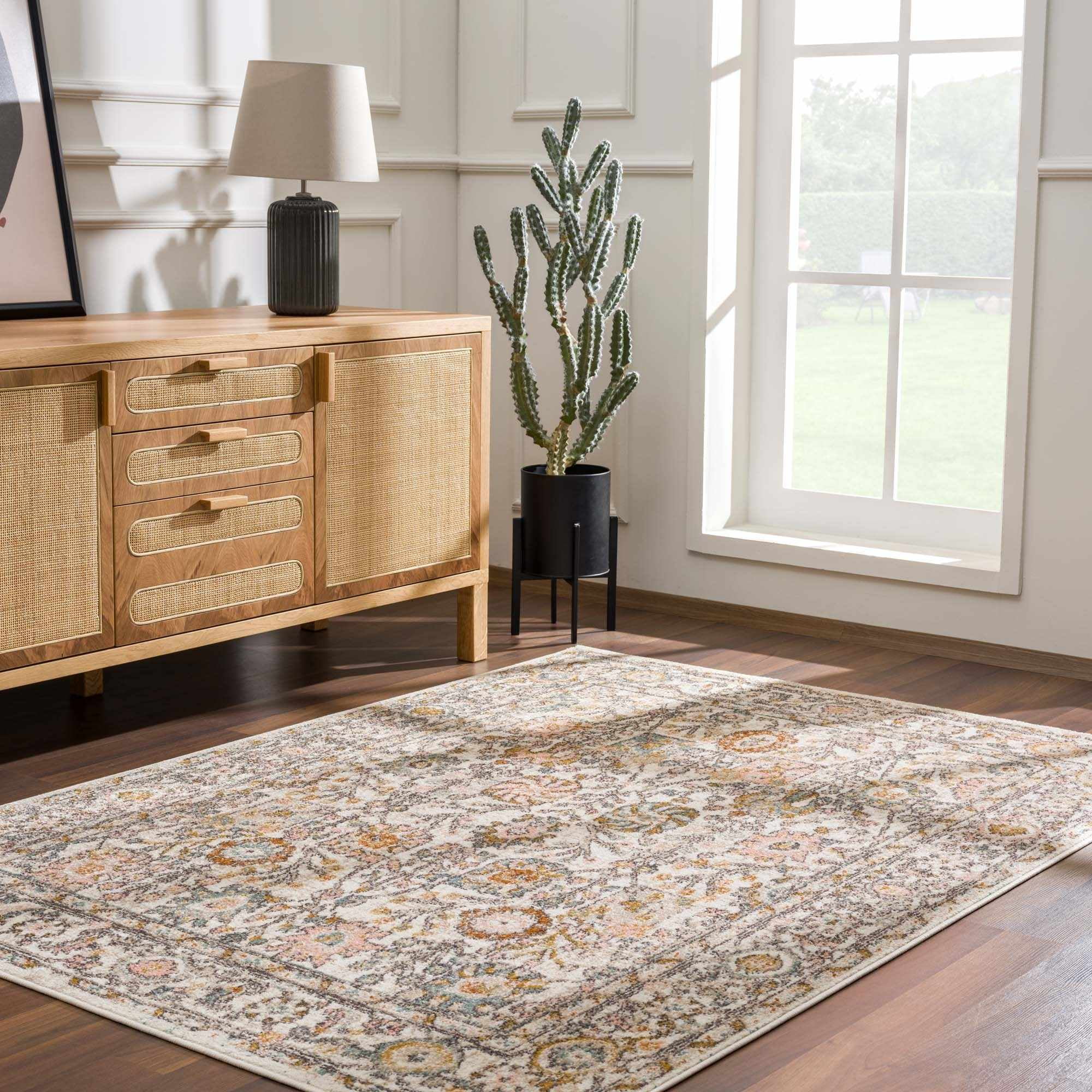 Asteria Gray Synthetic 7'10" x 10'2" Stain-Resistant Area Rug