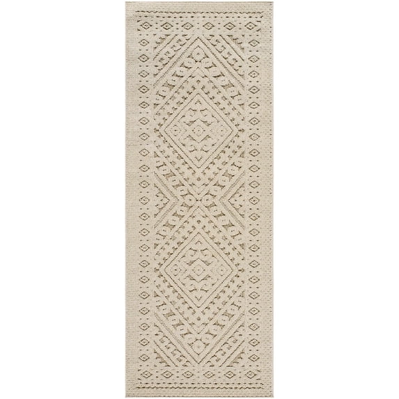 Hauteloom Hibah Hallway, Kitchen Patio Outdoor Runner Rug - Beige, Brown - 2'7" x 7'3"