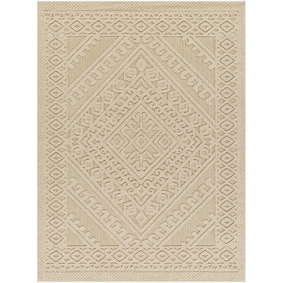Hauteloom Hibah Living Room, Bedroom Patio Outdoor Area Rug - Beige, Brown - 7'10" x 10'