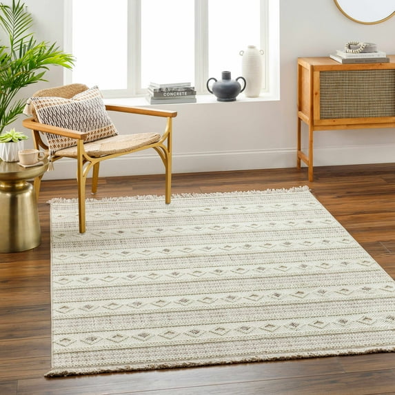 Hauteloom Hideo Living Room, Bedroom Area Rug - Bohemian, Transitional - Rose Cream, Sage, Nutmeg - 2' x 2'11"
