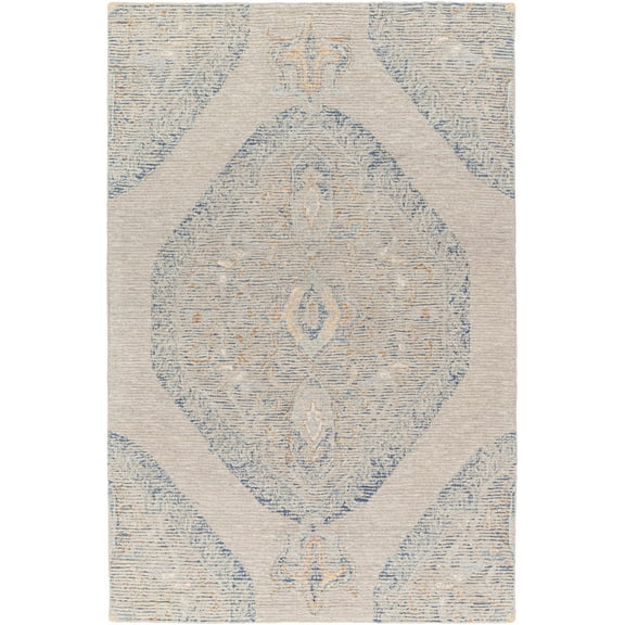 Hauteloom Hila Wool Living Room, Bedroom Area Rug - Traditional - Natural Gray, Charcoal, Gray - 18" Sample