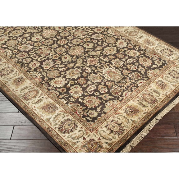 Hauteloom Hillisburg Wool Living Room, Bedroom Area Rug - Traditional - High Pile - Beige, Black, Dark Red - 5'6" x 8'6"