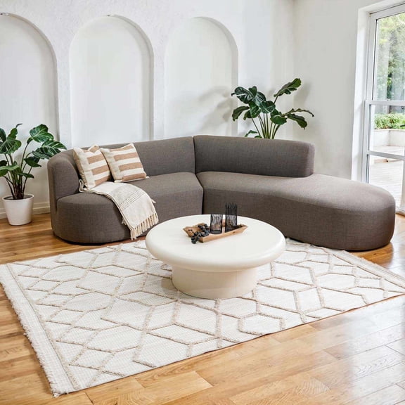 Hauteloom Hive Living Room, Bedroom Area Rug - Farmhouse - Cream, Beige, Light Gray - 2' x 3'