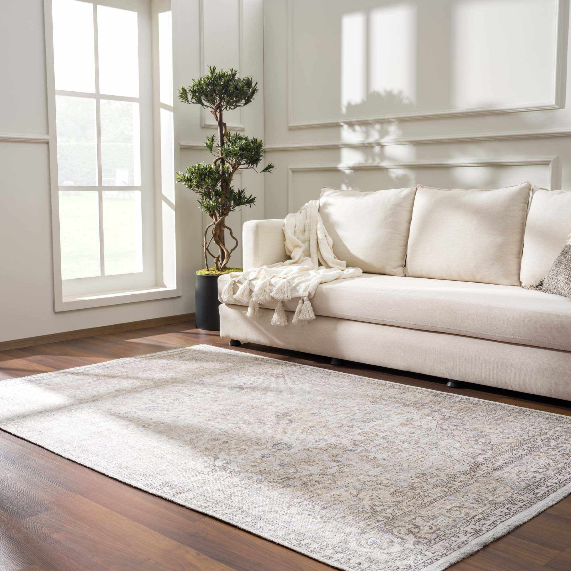 Elysian Fields Blue Oriental Washable Rectangular Rug 7'10"x10'3"