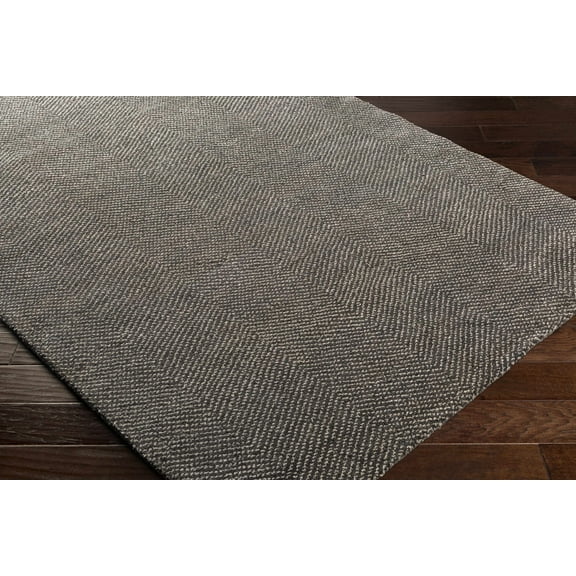 Hauteloom Hoyt Living Room, Bedroom Area Rug - Solid & Striped - Charcoal, Off White - 2' x 3'