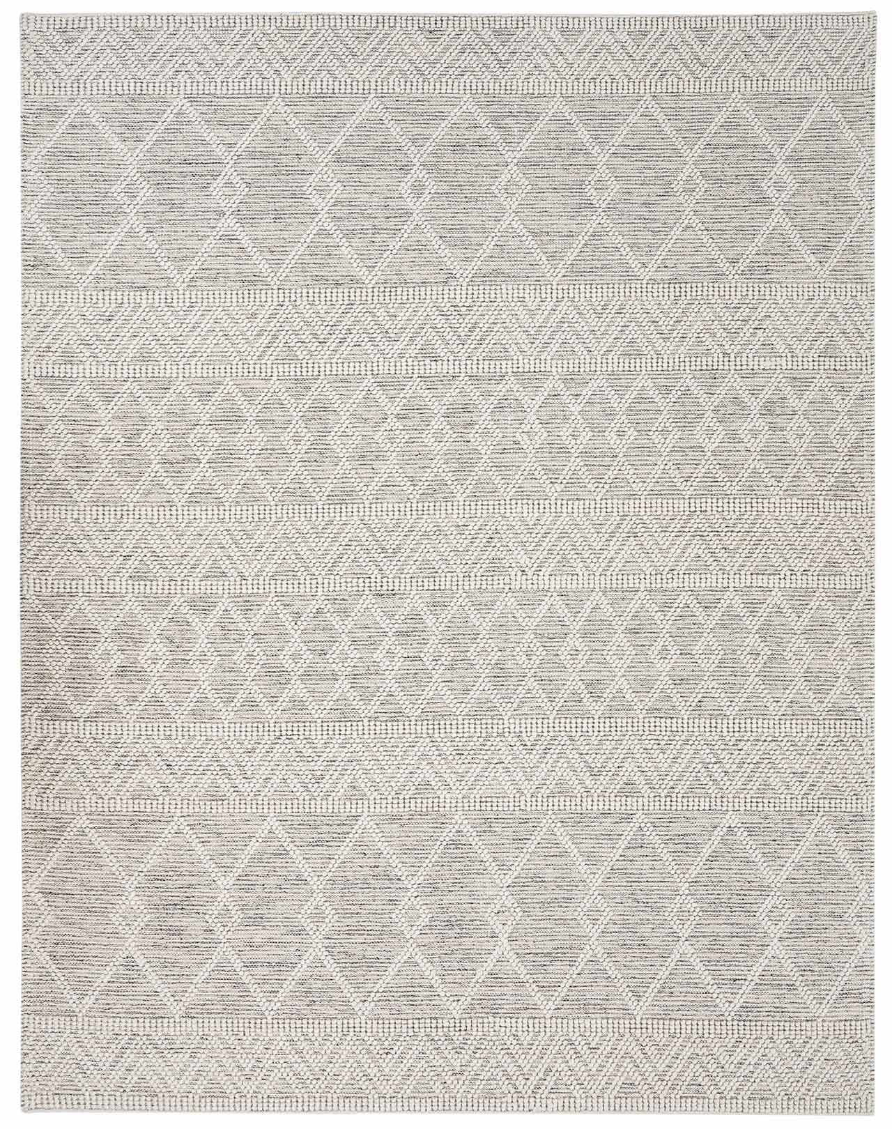 Gray and Off-White Handwoven Wool 10' x 14' Area Rug