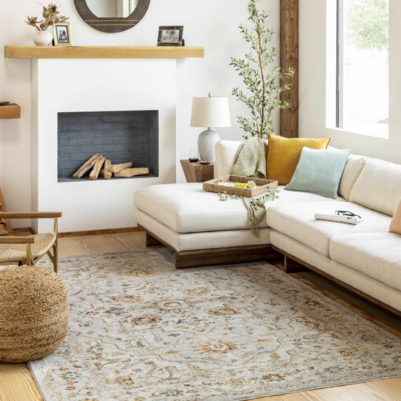 Hauteloom Huguley Living Room, Bedroom Area Rug - Beige, Blue, Red - 7'10" x 10'3"