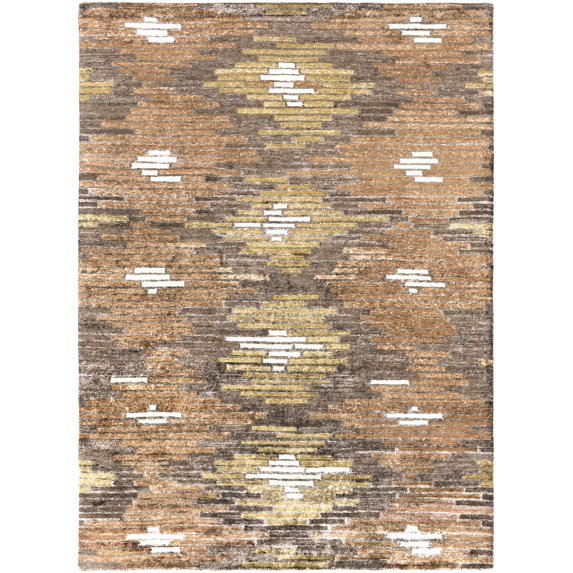 Hauteloom Hawthorne Living Room, Bedroom Area Rug - Geometric Diamond Abstract - Contemporary Tribal Boho - Pink, Brown, Yellow - 2' x 3'