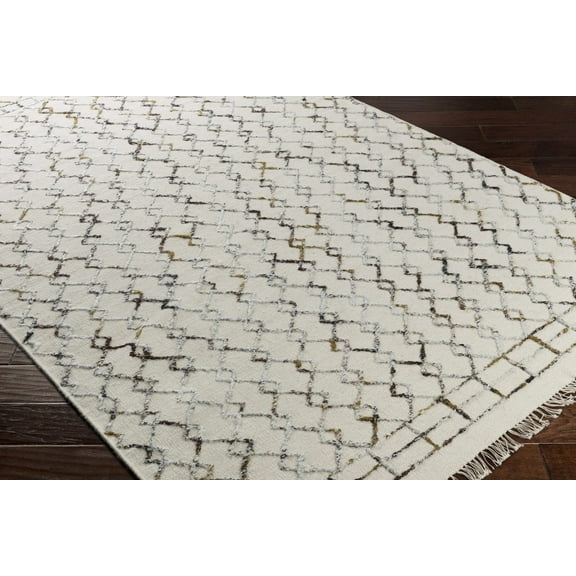 Hauteloom Husum Wool Living Room, Bedroom Area Rug - Bohemian, Transitional - Cream, Mustard, Medium Brown - 8' x 10'