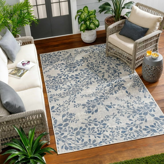 Hauteloom Idina Living Room, Bedroom Patio Outdoor Area Rug - Traditional, Transitional - Arctic Stone, Charcoal, Pewter - 2' x 2'11"