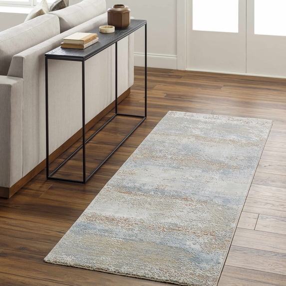 Hauteloom Idoya Hallway, Kitchen Runner Rug - Gray, Beige - 2'7" x 7'3"