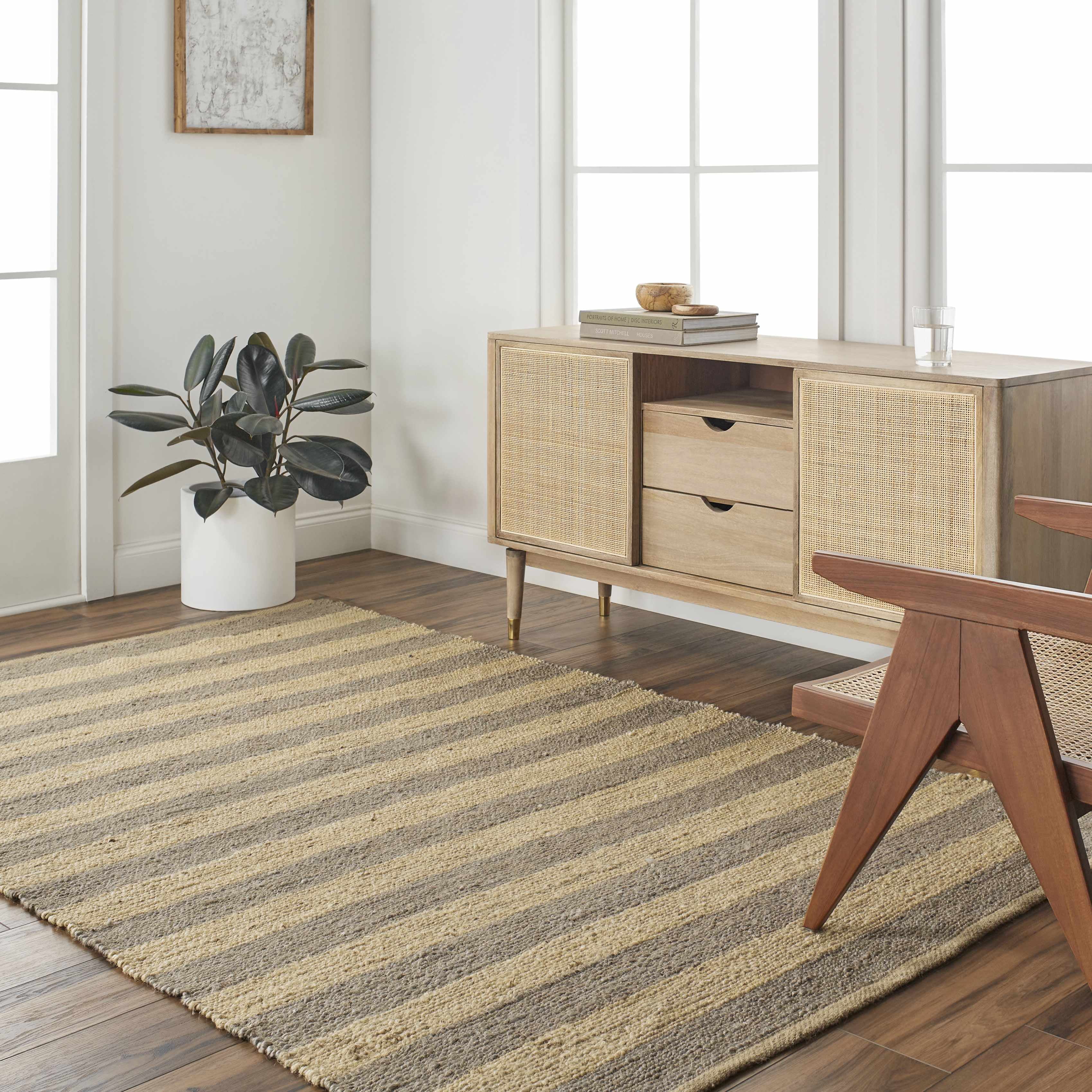 Hauteloom Ilkay Jute Living Room, Bedroom Area Rug - 6' x 9'