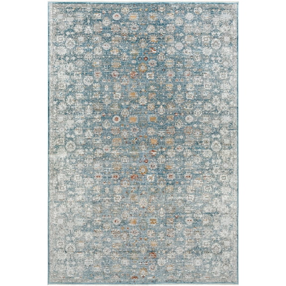 Hauteloom Ilona Living Room, Bedroom Area Rug - Traditional - Gray, DarkBlue, White - 18" Sample