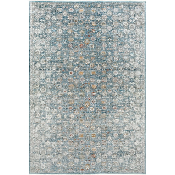 Hauteloom Ilona Living Room, Bedroom Area Rug - Traditional - Gray, DarkBlue, White - 18" Sample