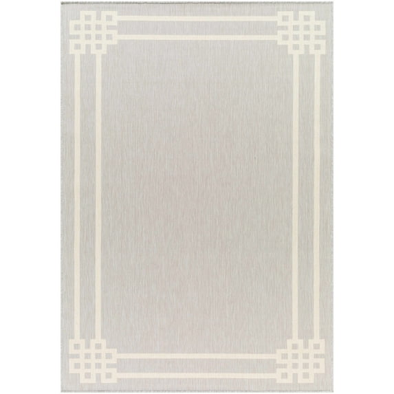 Hauteloom Ilori Living Room, Bedroom Patio Outdoor Area Rug - Contemporary - Light Gray, Eggplant, Cloud Gray - 2' x 2'11"