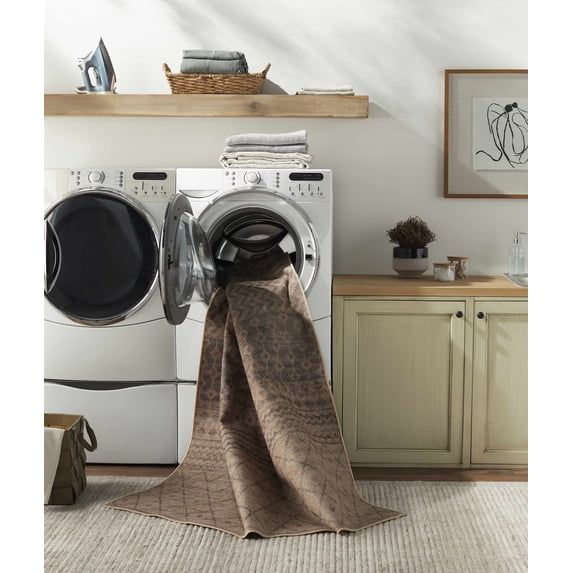 Hauteloom Inali Recycled Material Living Room, Bedroom Machine Washable Area Rug - Traditional, Transitional - Mocha, Walnut, Off White - 2' x 2'11"