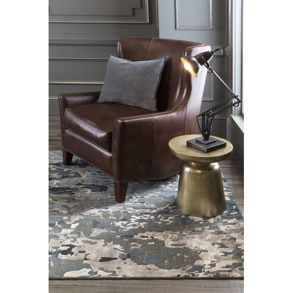 Hauteloom Pigam Living Room, Bedroom Area Rug - Abstract Distressed Marble - Contemporary Modern Transitional - Gray, White, Black - 2' x 3'