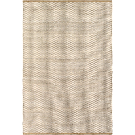 Hauteloom Inoke Boho Hand Woven Natural Fiber Wool Soft Area Rug - Farmhouse Minimalist Geometric Dotted Carpet - Cream, Beige, Ivory - 5' x 7'6"
