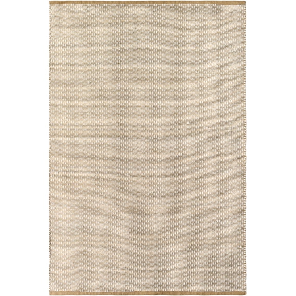Hauteloom Inoke Boho Hand Woven Natural Fiber Wool Soft Area Rug - Farmhouse Minimalist Geometric Dotted Carpet - Cream, Beige, Ivory - 6' x 9'