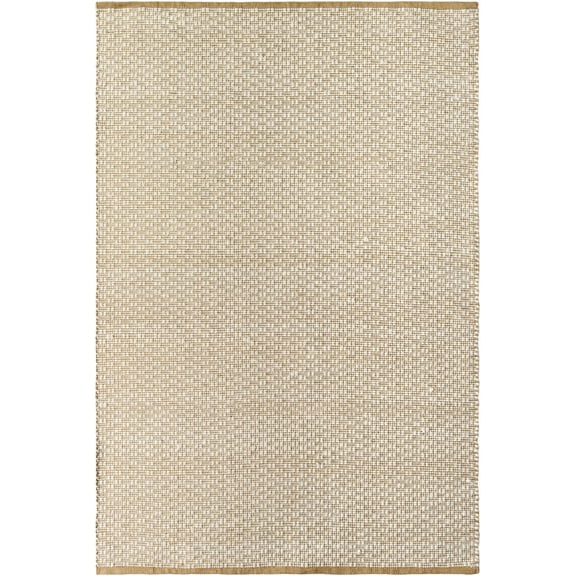Hauteloom Inoke Boho Hand Woven Natural Fiber Wool Soft Area Rug - Farmhouse Minimalist Geometric Dotted Carpet - Cream, Beige, Ivory - 8' x 10'