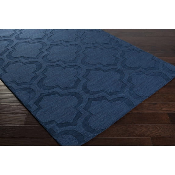 Hauteloom Institute Wool Living Room, Bedroom Area Rug - Solid & Striped - Navy - 2' x 3'