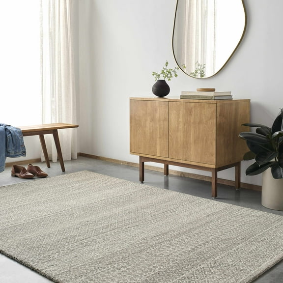Hauteloom Iokua Wool Living Room, Bedroom Area Rug - Bohemian, Transitional - Dusty Sage - 2' x 3'