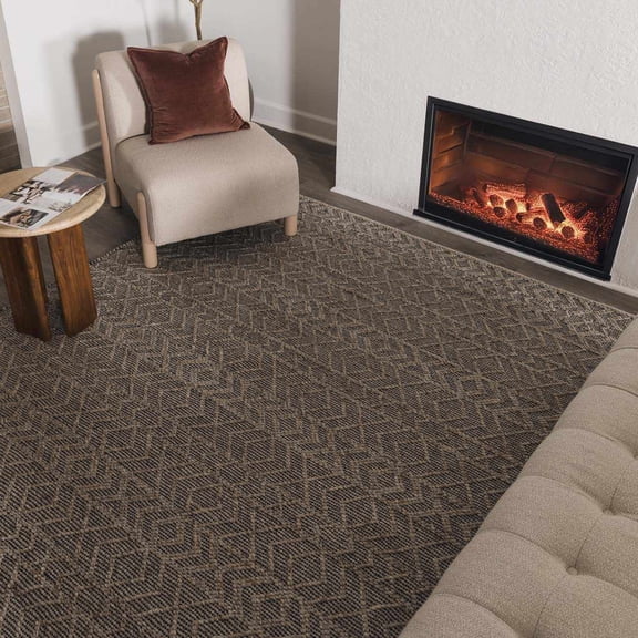 Hauteloom Ironia Living Room, Bedroom Area Rug - Bohemian, Transitional - Navy, Light Gray, Gray - 2' x 3'