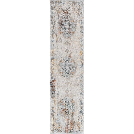 Hauteloom Isaac Hallway, Kitchen Runner Rug - Gray, Beige, Red - 2'7" x 10'