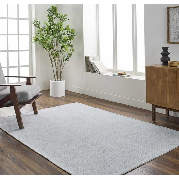 Hauteloom Isako Living Room, Bedroom Solid Area Rug - Machine Washable - Performance Rug, Carpet - Light Blue - 7'10" x 10'