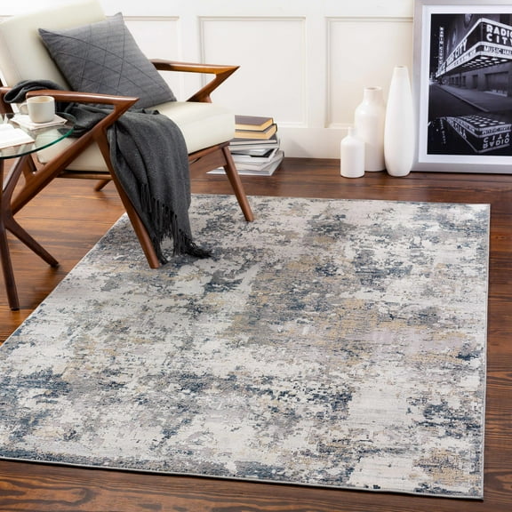 Hauteloom Islington Living Room, Bedroom Area Rug - Contemporary - Charcoal, Yellow, Beige - 10' x 13'11"