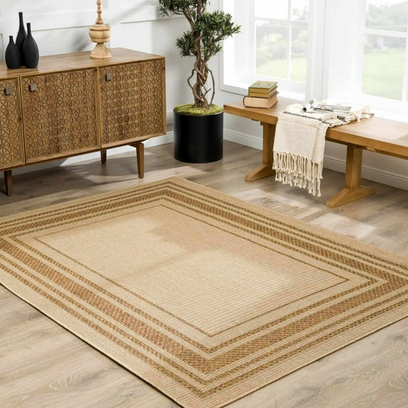 Hauteloom Isoko Living Room, Bedroom Patio Outdoor Area Rug - Farmhouse - Gemstone, Dark Brown, Clay - 18" Sample