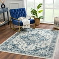 thumbnail image 1 of Hauteloom Istanbul Collection Medallion Area Rug for Living Room Bedroom - Traditional Oriental Style - Vintage Distressed - Blue, Grey, Beige - 5'3" x 7'3", 1 of 14