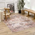 thumbnail image 1 of Hauteloom Isugod Traditional Southwestern Living Room Bedroom Dining Room Kitchen Area Rug - Machine Washable - No Pile Rug - Boho Vintage Distressed - Faded - Beige, Orange, Brown, Black - 5' x 7'6", 1 of 10