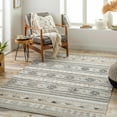 thumbnail image 1 of Hauteloom Jade Recycled Material Living Room, Bedroom Area Rug - Southwestern - Medium Gray, Ivory, Dark Red - 2' x 3', 1 of 11
