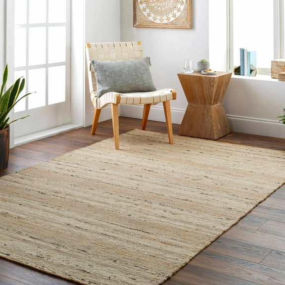 Hauteloom Jaka Jute Living Room, Bedroom Area Rug - Green, Gray, Beige - 5' x 7'6"