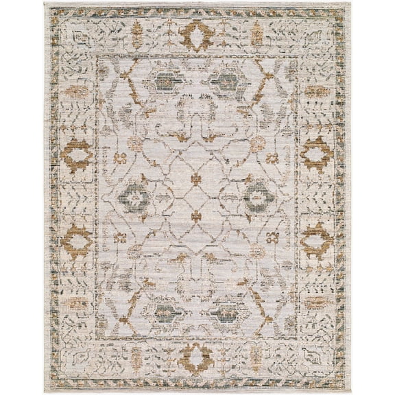 Hauteloom Jeneva Wool Living Room, Bedroom Area Rug - Traditional - Ivory, Sage, Taupe - 6'7" x 9'